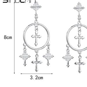 New Gold Tone Cross Earrings